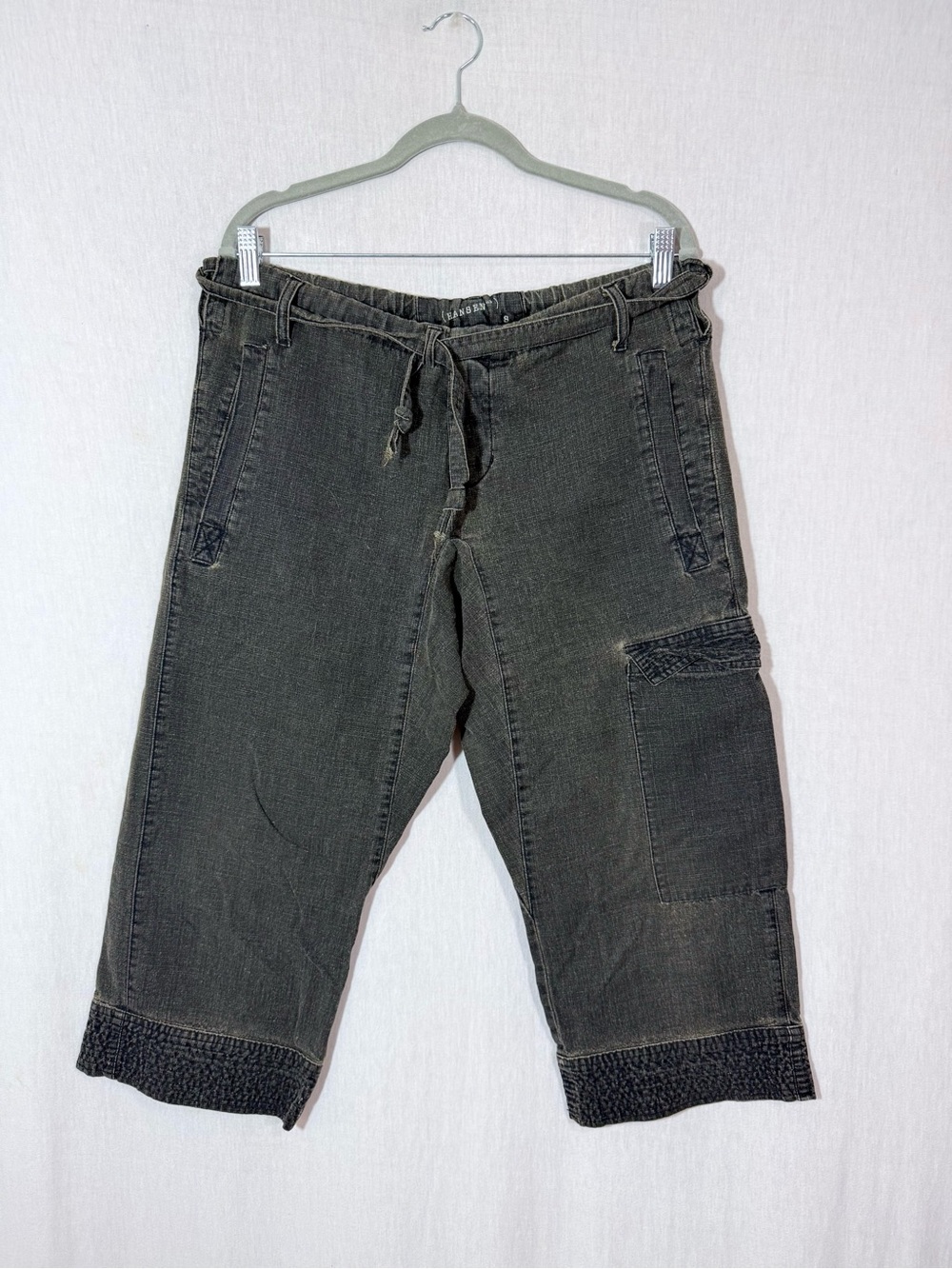 Hansen S lagenlook natural fiber Dark Gray Cropped drop crotch Cargo Pants